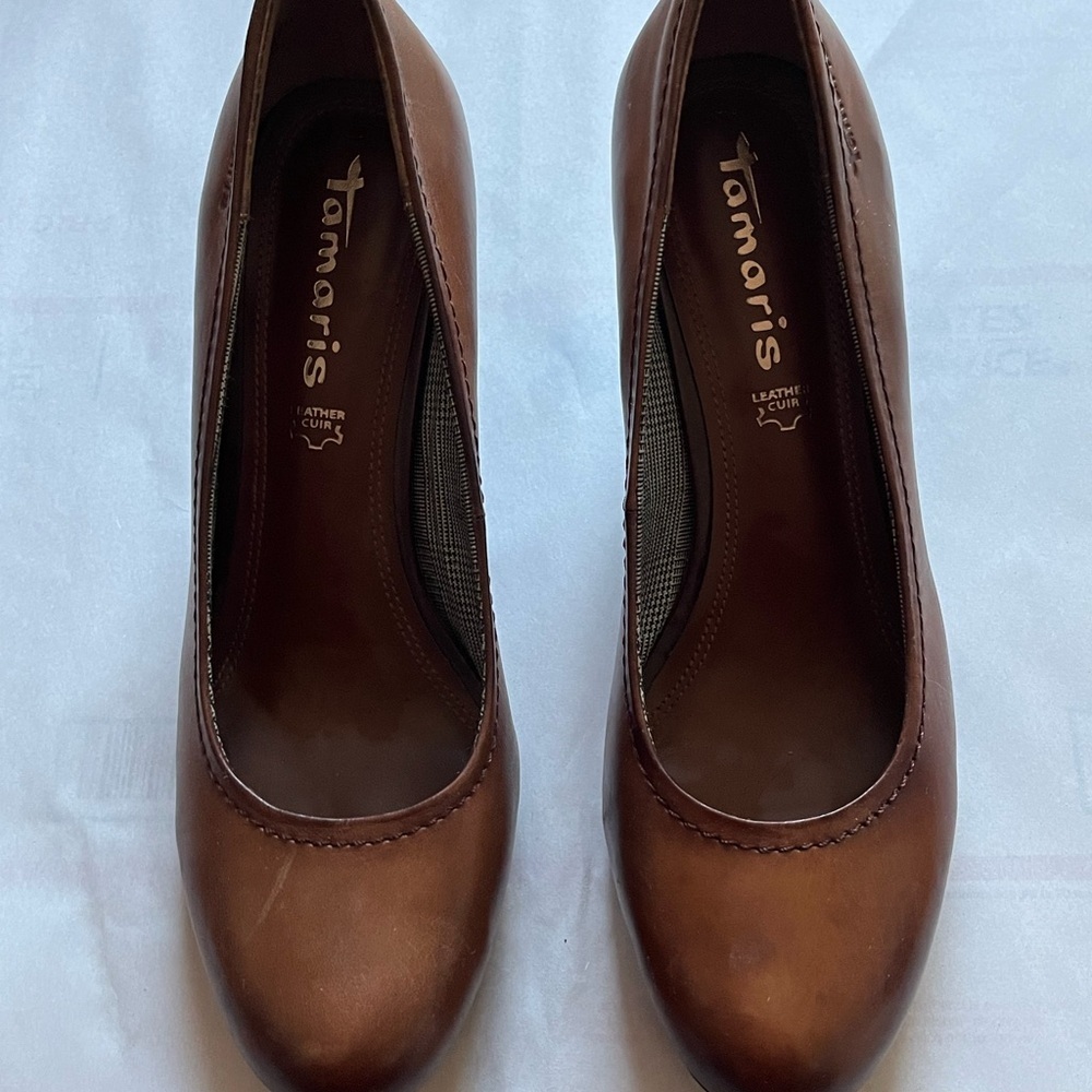 Tamaris Celine Classic Leather Pumps in Cognac women’s sz 40 Made in Germany EUC - Picture 3 of 14